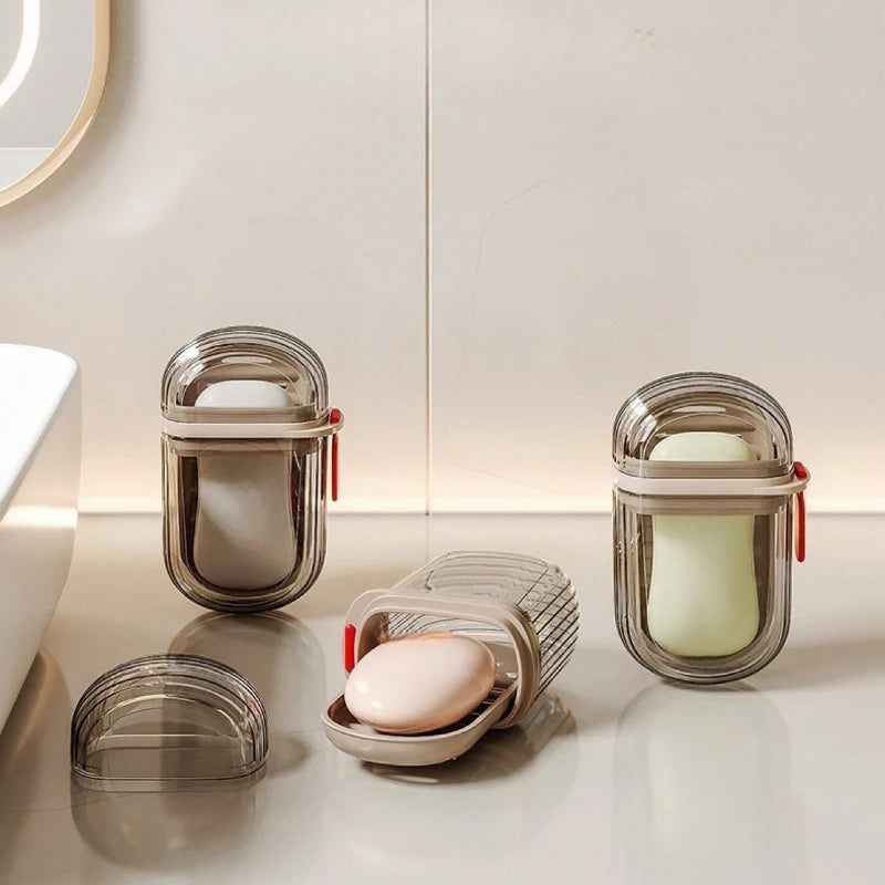 Travel Portable Soap Box with Lid Sealed and Drainable Small Soap Case Bathroom Drain Tray for Camping Traveling Soap Contain
