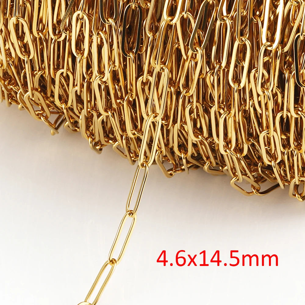 No Fade 2Meters Stainless Steel Chains for Jewelry Making DIY Necklace Bracelet Accessories Gold Chain Lips Beads Beaded Chai