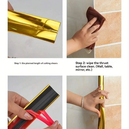 1pc 2cmx3m Self-Adhesive Decorative Trim Tape, PVC Wall Strip for Tile Edging & Corner Finishing