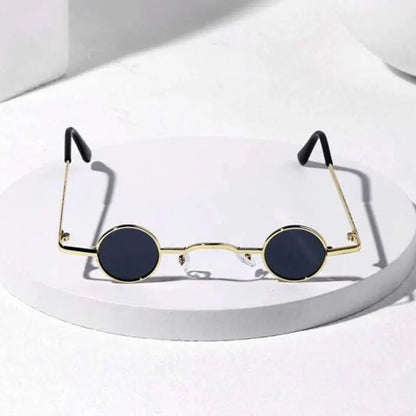 Vintage Rock Punk Man Sunglasses Classic Small Round Sunglasses Women Wide Bridge Metal Frame Black Lens Driving Eyewear - go