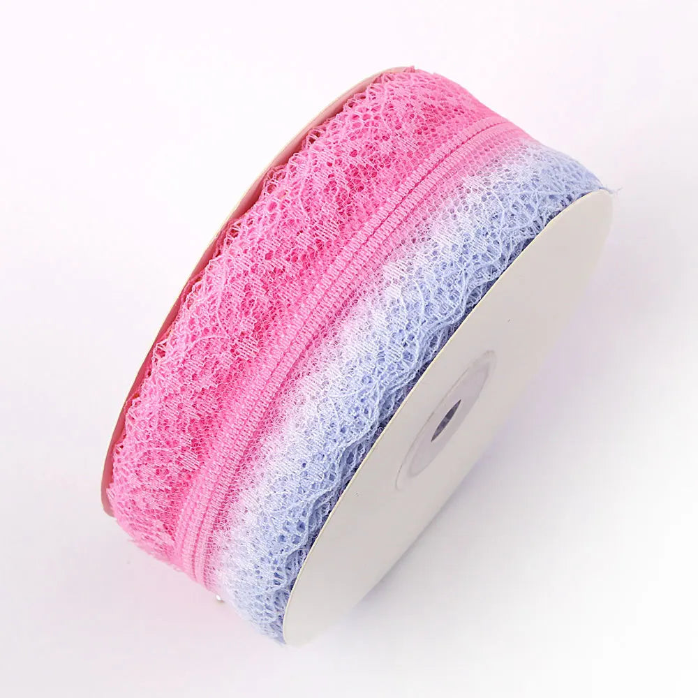 4cm 5yards Colorful Rainbow Net Fashion Ribbon Lace Trim Wedding DIY Dress Garment Edging Bag Decoration Accessories Bows H80
