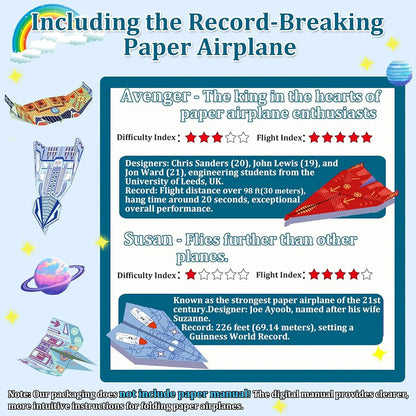 12/32 Sheets Origami Paper Airplane Kit 16 Classic Designs World Record Planes Boys Girls Beginner Gift Party Favor Easy to F
