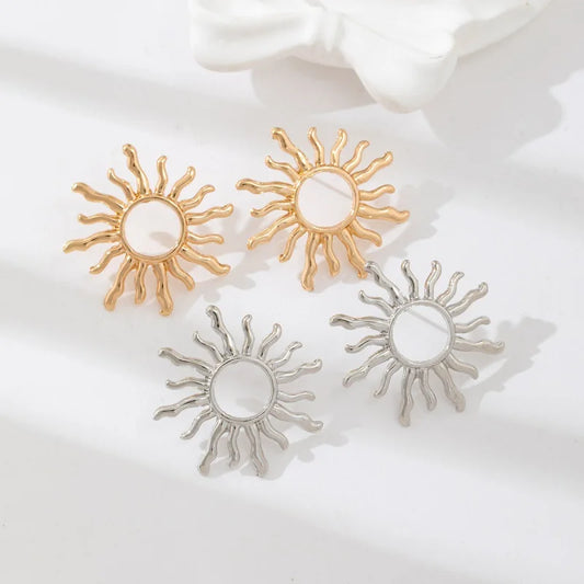 1Pair Fashion Temperament Elegant Sun Flower Stud Earrings For Women Girls Versatile Earring Jewelry Accessories Gifts