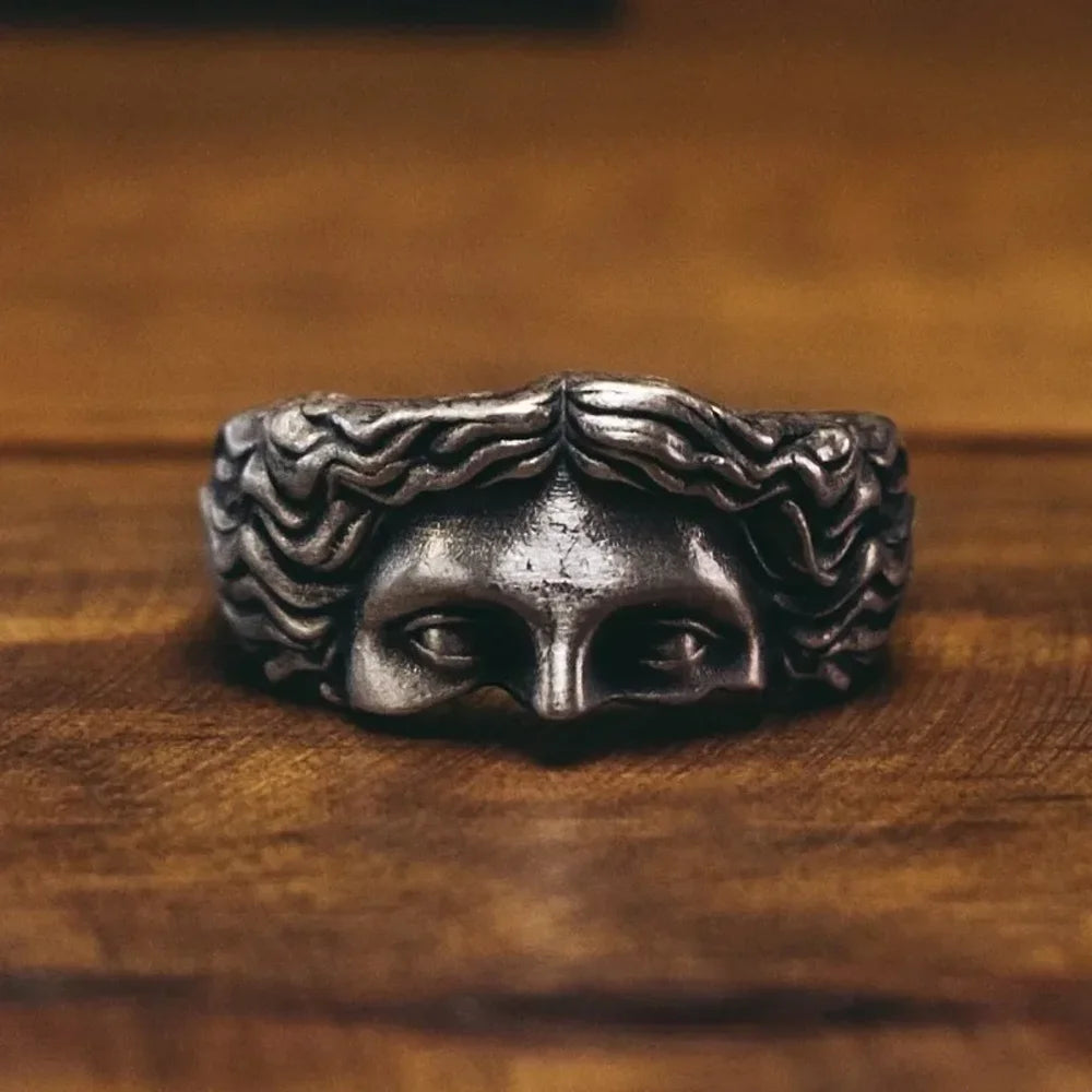 Vintage Half Face Sculpture Fashion Ring Unique Design For Women Men Suitable for Memorial Gifts Festival Gifts & Everyday - 