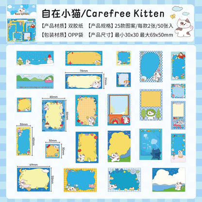 4 types 50 pcs Cute pet note series sticker Scrapbooking Material handmade Diary Album Junk Journal Supplies - D