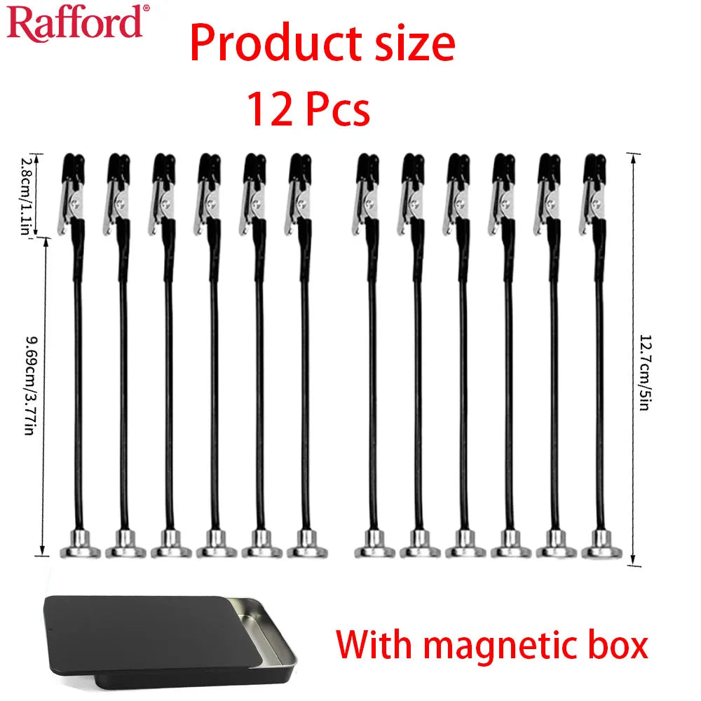 Rafford 12Pcs Bendable Model Painting Alligator Clip Sticks Rubber Tips + Metal Magnetic Base - for Airbrush, Hobby Model Par