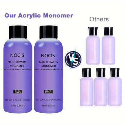 Professional Acrylic Nail Monomer, 75ml Unscented Liquid Monomer for Acrylic Nail Extension, Salon Quality Nail System Kit