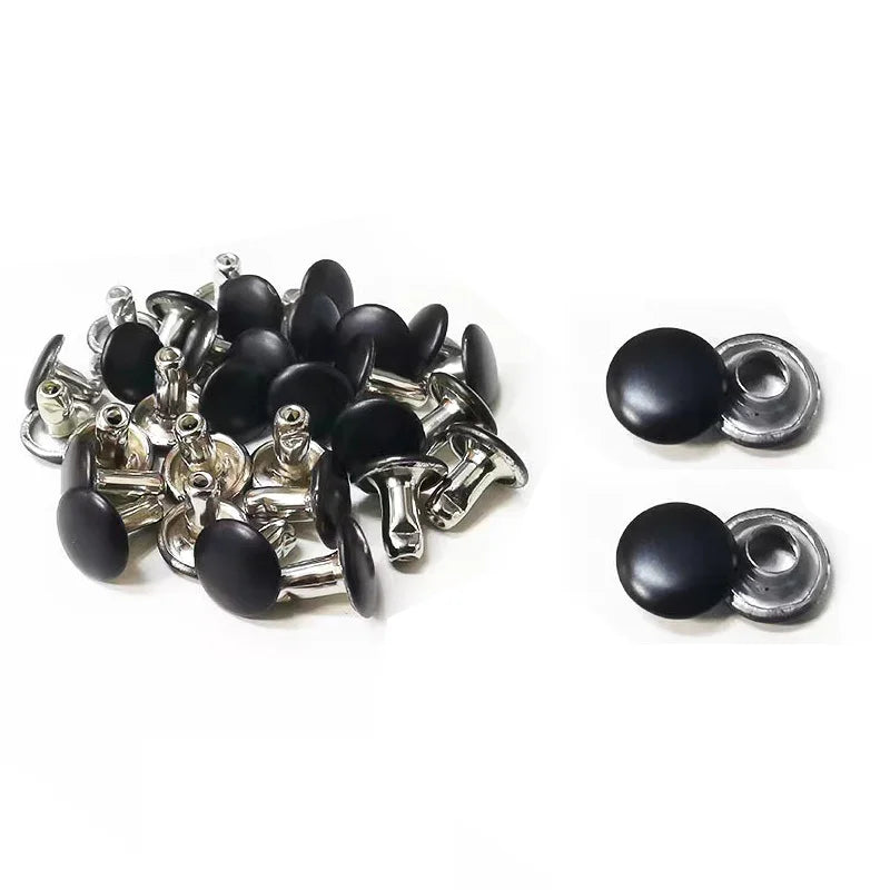 100sets 6-8mm Metal Double Cap Round Rivets Studs Collision Nail Spike Rock Leather Craft Shoe Bag Belt Garment Bracelet DIY