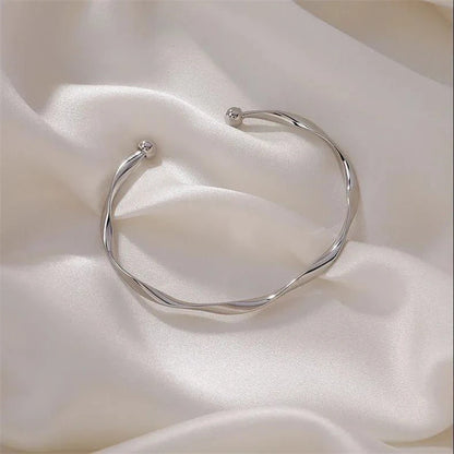 Silver Color Open Cuff for Women Twist Curved Bracelets Punk Fashion Female Metal Wrist Jewelry pulseras mujer 2023 new