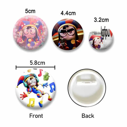 Creative Funny P-Pomni Enamel Pins Cute Cartoon Character Round Brooch DIY Backpack Jacket Collar Badge Jewelry Gifts for Fri