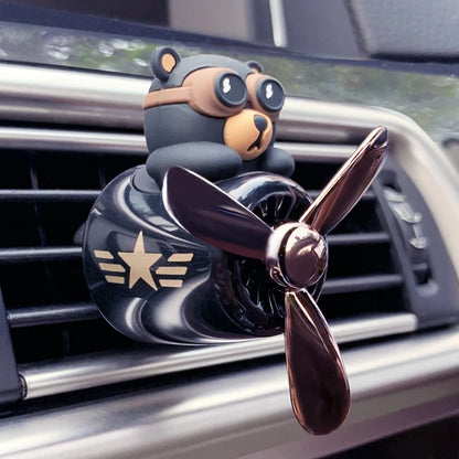 Rotating airplane pilot bear car air fresheners accessories interior decorations fan vent clips perfume fragrance diffuser ar