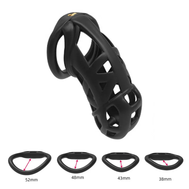 Chastity Men's Lock Chaste Vessel Black Light Pvc Penile Ring Snap Ring Multi Size Cage SM Sex Toys BDSM 3D Invisible Lock