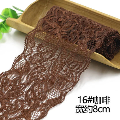 Lace Trim 1 Meter, Elastic Ribbon for Sewing, Wide Lace Trim, DIY Crafts, Scrapbooking Supplies, Crochet Pattern Ribbon in Co