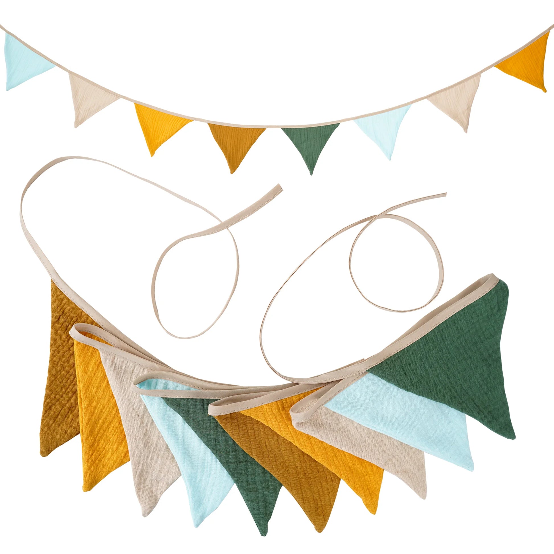 2.6M Nursery Fabric Bunting 10 Triangle Pennant Flags Party Decor Banner Home Baby Shower Carnival Garland - NO008-Brown Yell