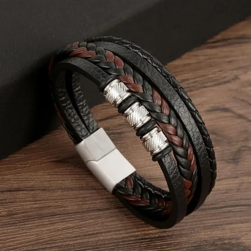 Classic Men's Leather Bracelet New Style Hand-woven Multi-layer Combination Accessory Fashion Man Jewelry