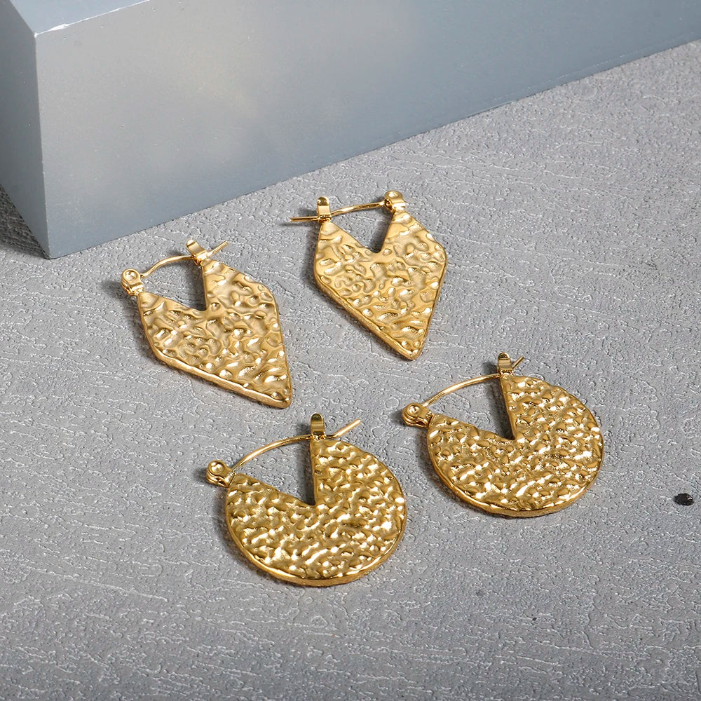 Shiny Zircon Hoop Earrings for Women Trendy Golden Stainless Steel Circle Earring Jewelry Pendientes