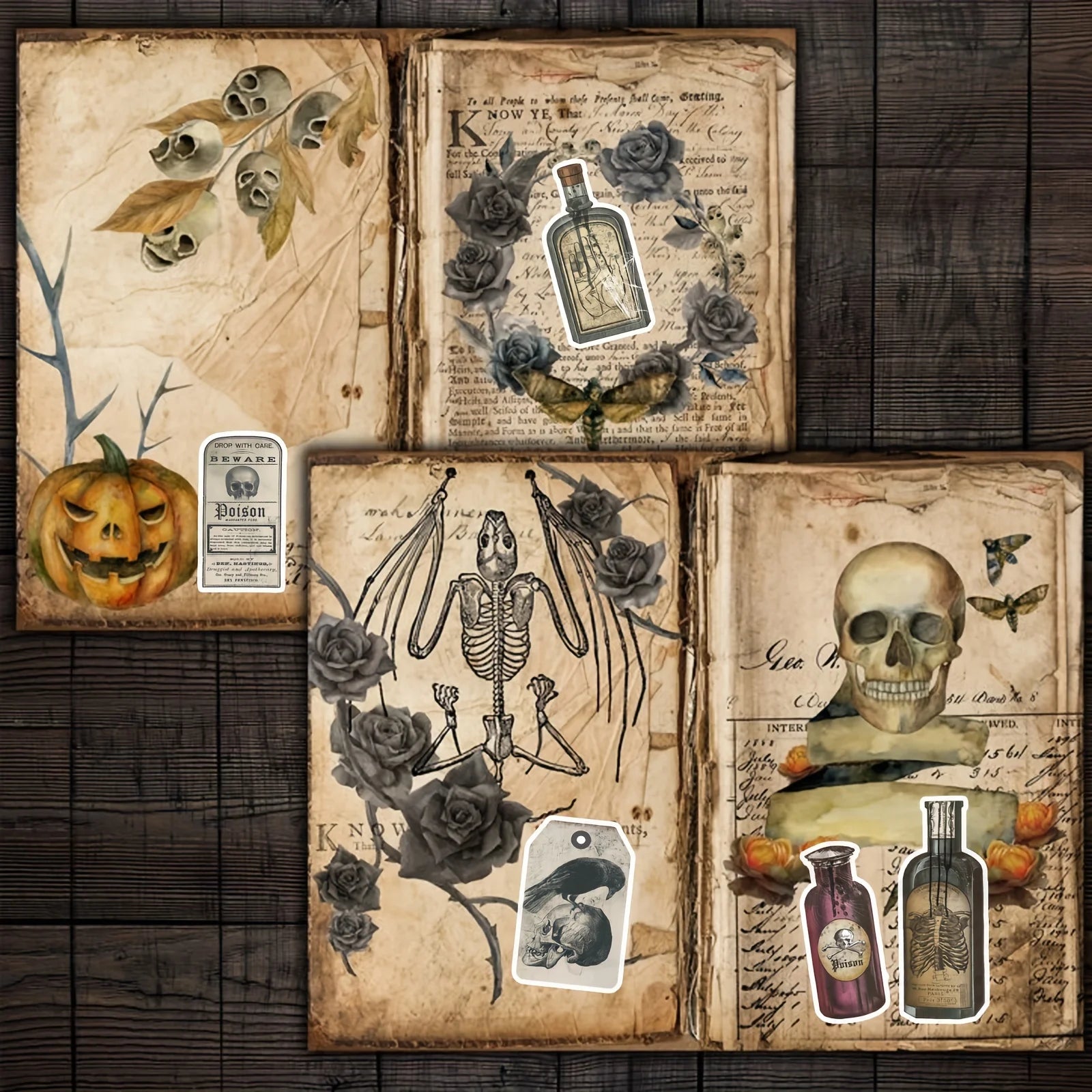 50PCS/Pack Vintage Potion Bottle Labels Stickers Retro Horror Gothic Stickers For Suitcase Scrapbooking Laptop Decorative