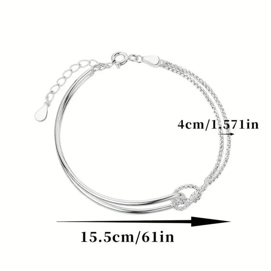 New S925 Silver Minimalist Geometric Collage Bracelet Women's Jewelry Exquisite and Elegant for Birthday and Christmas Gifts