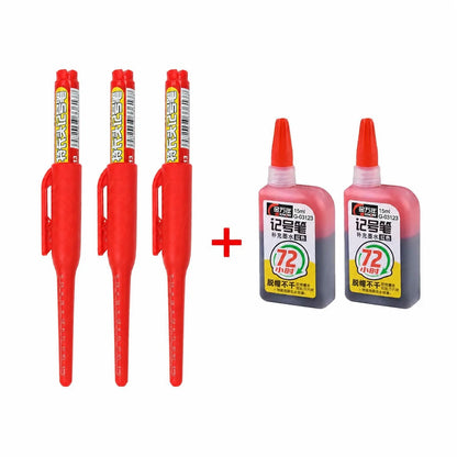 1-6Pcs 45mm Waterproof Long Head Nib Deep Hole Markers Pen Tile Carpenter Pen Multi-purpose for Woodworking Black/Blue/Red In