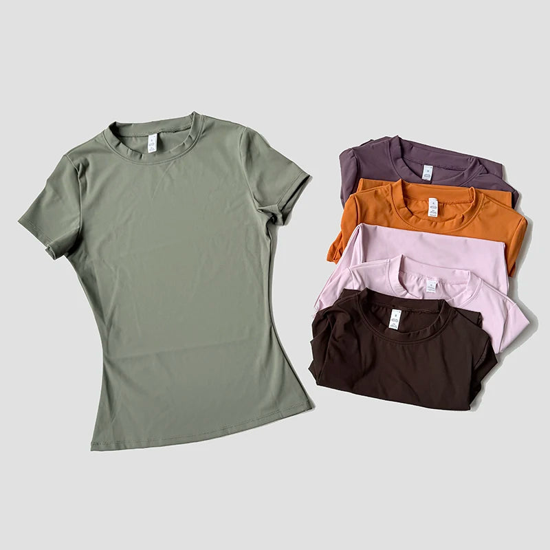 Women Yoga Top Seamless Sport T Shirts Fitness Clothes Short Sleeve Yoga Shirt Gym Top Running Active Wear