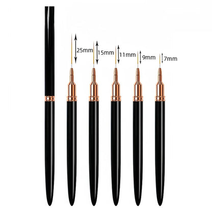 Nail Brush Pen 5pcs/set Nail Art Liner Brushes Set Elongated Striping Drawing Professional - B052-black