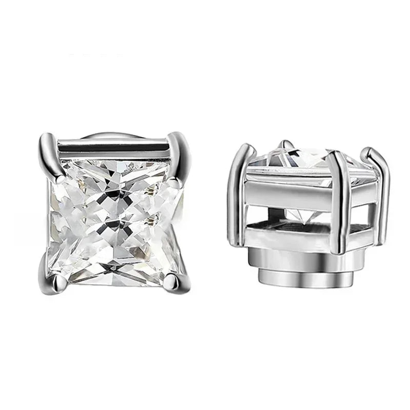 1 Pairs Crystal Strong Magnetic Ear Stud Clip Earrings for Men Women Punk Round Zircon Magnet Earrings Non Piercing Jewelry -