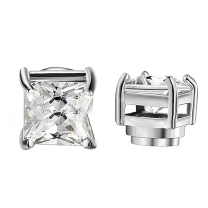 1 Pairs Crystal Strong Magnetic Ear Stud Clip Earrings for Men Women Punk Round Zircon Magnet Earrings Non Piercing Jewelry -