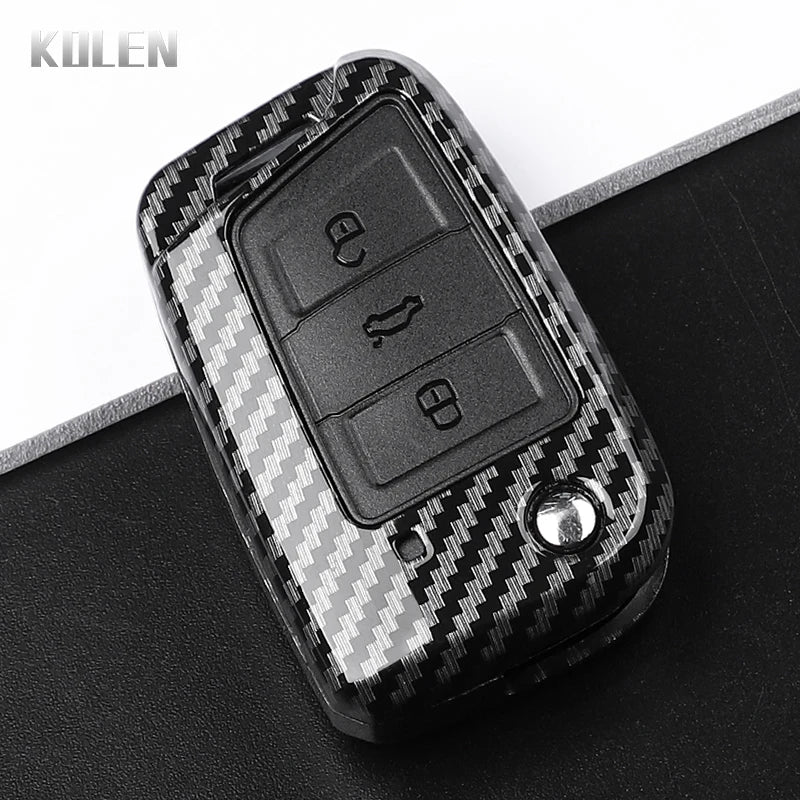 3 4 Buttons Carbon Fiber Car Key Case Cover For VW Volkswagen Golf 7 Tiguan MK2 For SEAT Ateca Leon FR 2 Ibiza For Skoda Octa