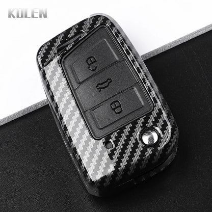 3 4 Buttons Carbon Fiber Car Key Case Cover For VW Volkswagen Golf 7 Tiguan MK2 For SEAT Ateca Leon FR 2 Ibiza For Skoda Octa