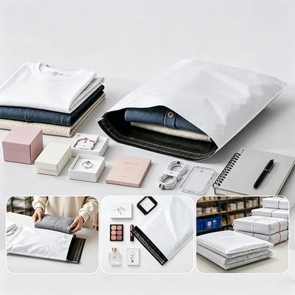 50Pcs White Courier Mailer Bags Packaging Poly Package Plastic Self-Adhesive Mailing Express Bag Envelope Postal Pouch Mailin