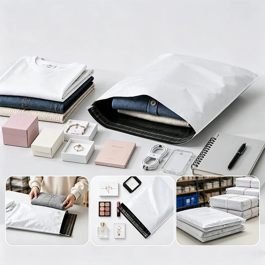 50Pcs White Courier Mailer Bags Packaging Poly Package Plastic Self-Adhesive Mailing Express Bag Envelope Postal Pouch Mailin