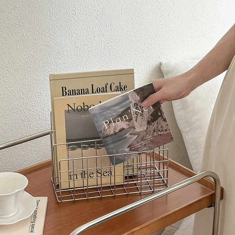 Ins Minimalist Iron Desktop Storage Rack Organizer Table Organizing Rack Document Book Rack Desk Multi-functional Storage Rac