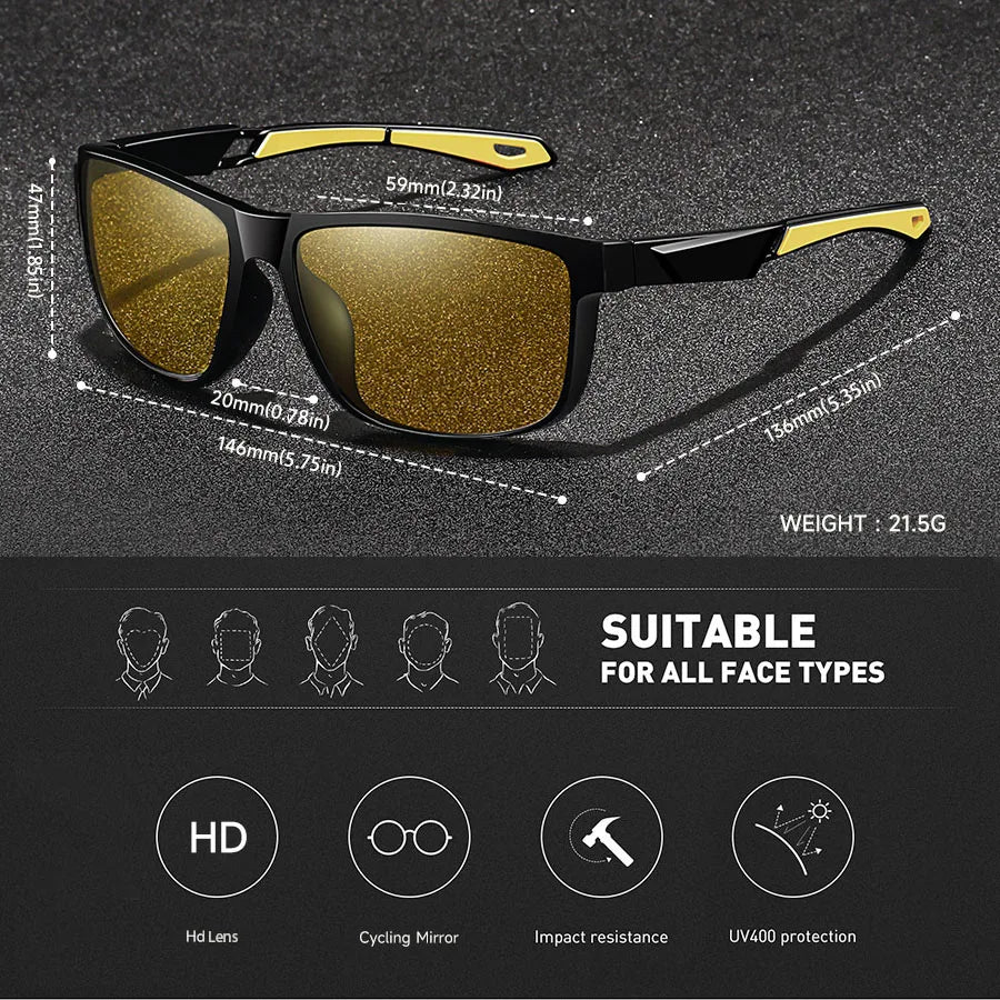 Fashion Vintage Square Frame Unisex Night Vision Glasses Reduce Visual Fatigue Lenses Anti-Glare Anti-Reflective Eyewear