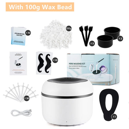 Mini Wax Heater Machine 40g Silicone Bowl Wax Warmer Nose Ear Hair Removal Waxing Kit Wax Bean Wax Heating Melting Pot Melter