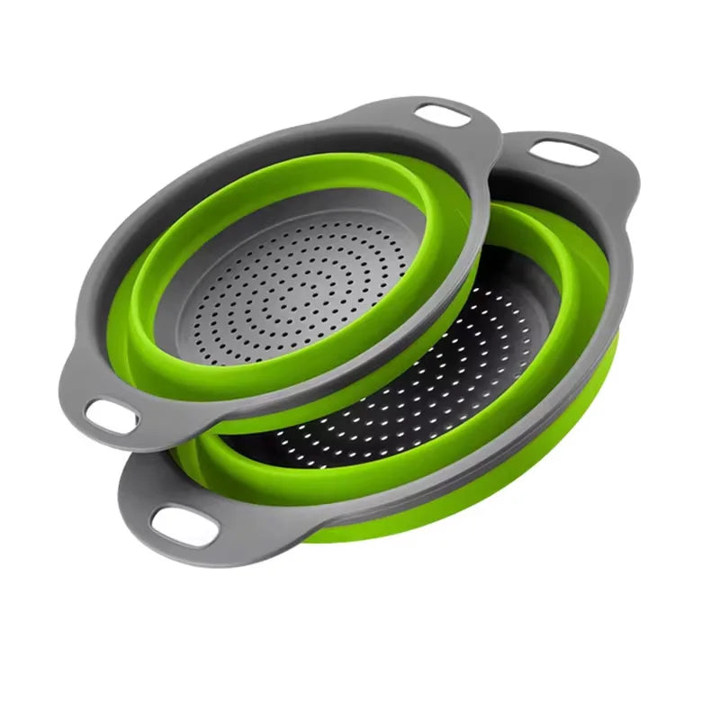 Silicone Folding Drain Basket Fruit Vegetable Washing Basket Foldable Strainer Colander Collapsible Drainer Kitchen Storage T