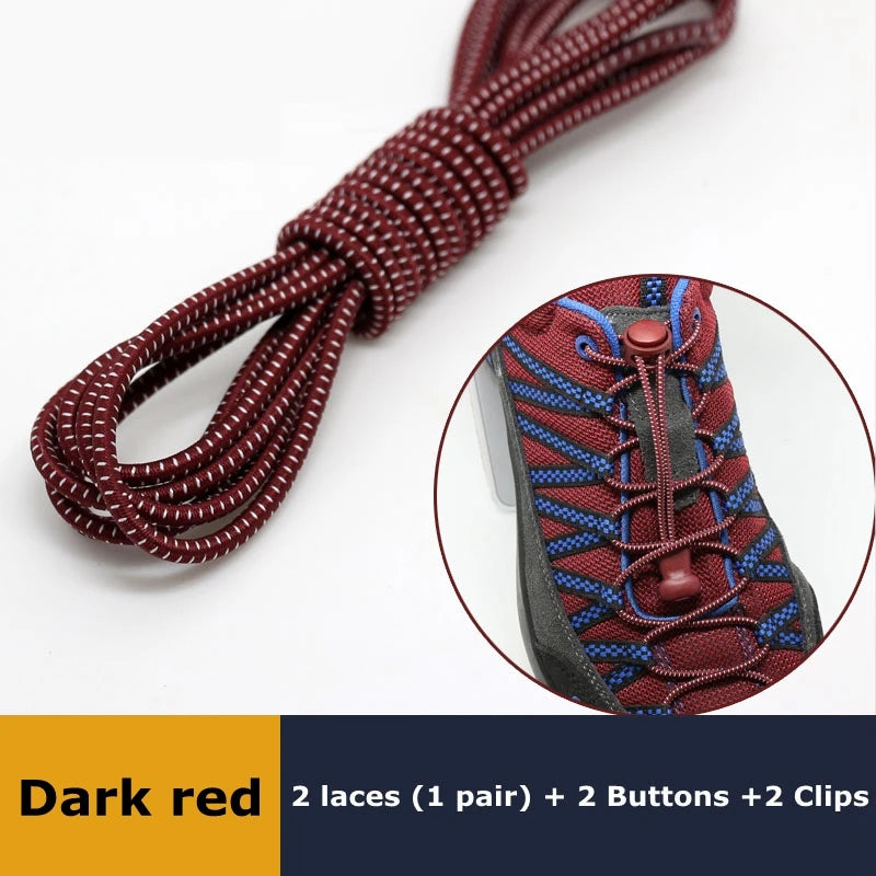 1Pair Shoelaces for Sneaker Elastic No Tie Shoe Laces Stretching Lock Lazy Laces Quick Rubber Shoelace Round Shoestrings - Da