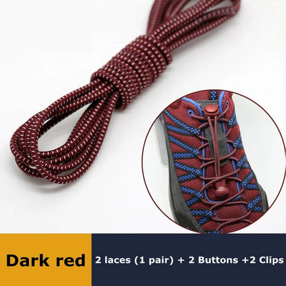 1Pair Shoelaces for Sneaker Elastic No Tie Shoe Laces Stretching Lock Lazy Laces Quick Rubber Shoelace Round Shoestrings - Da