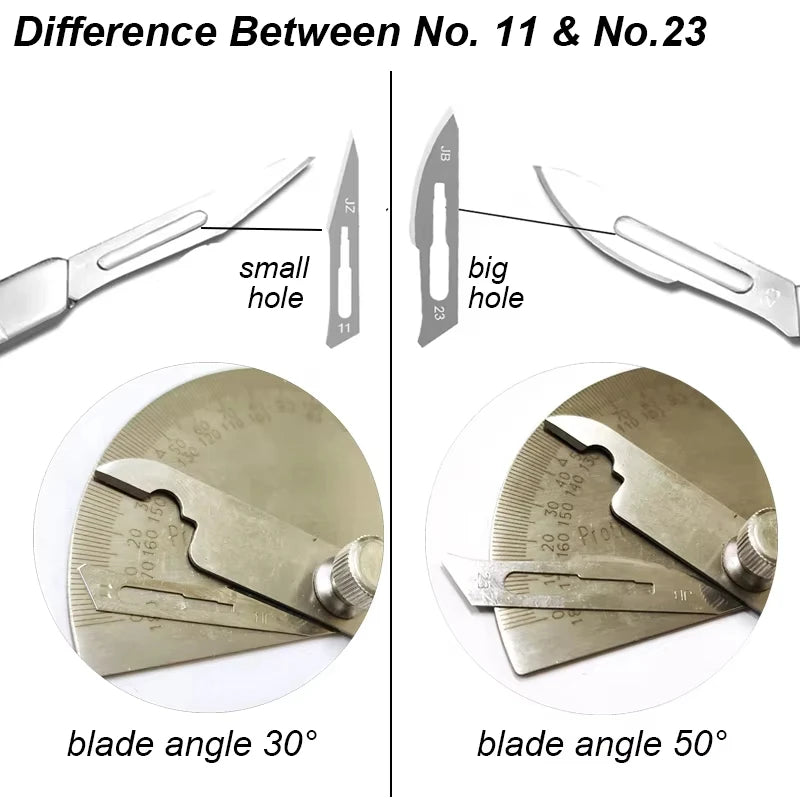 11 23 Scalpel Blade Set Metal Handle Stationery Steel Precision Craft Knife Cutter Wood Carve Stencil Box Open DIY Surgical T