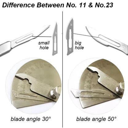 11 23 Scalpel Blade Set Metal Handle Stationery Steel Precision Craft Knife Cutter Wood Carve Stencil Box Open DIY Surgical T