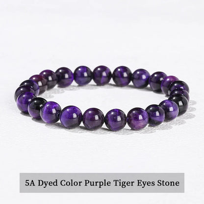 JD Natural Stone Beads Bracelet Amethyst Tiger Eye Crystal Quartz Agate Gem Beads Bangles Women Men Reiki Healling Jewelry Gi