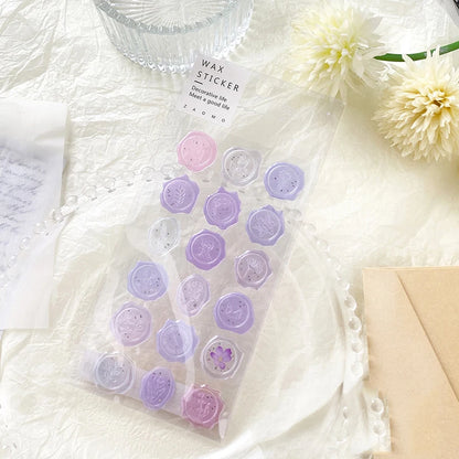 18pcs, Vintage Wax Seal Stamp Stickers, DIY Scrapbooking Journal Planner Decorations Stationery Envelope Sealing Tags - B