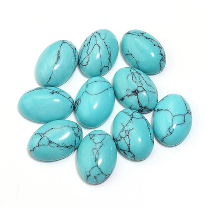 2-10pcs Natural Blue Turquoise Cabochons Oval Flat Back Cabochon Loose Beads For Jewelry Making DIY Ring Necklace Accessories