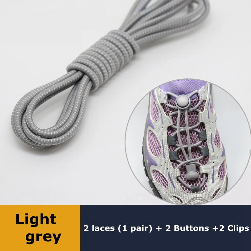 1Pair Shoelaces for Sneaker Elastic No Tie Shoe Laces Stretching Lock Lazy Laces Quick Rubber Shoelace Round Shoestrings - Li