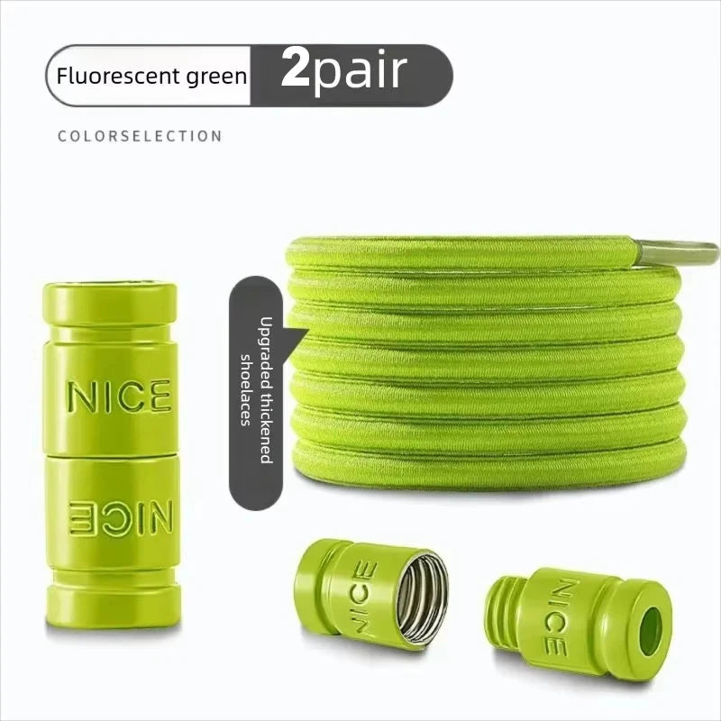 Colorful Metal Lock Sneakers Elastic Shoelaces No Tie Sports Shoe Laces Capsule Lock Stretch Rubber Shoestrings for Easy Wear