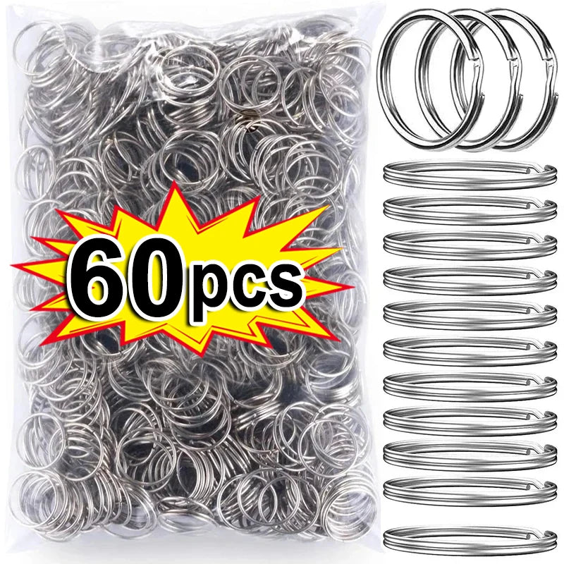 20/200pcs Stainless Steel Key Ring Key Chain 25mm Round Flat Round Split Keychain Polished Metal Blank Circle For DIY Finding