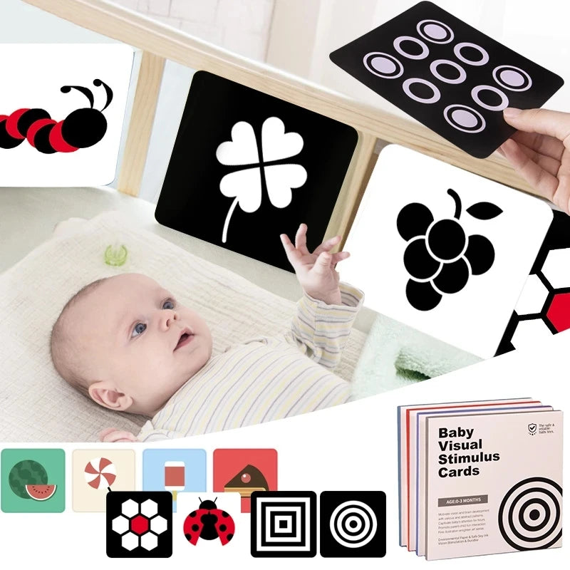 Black and White Cards High Contrast Baby Toys 0-36 Months Newborns Visual Stimulation Brain Development Learning Flash Cards