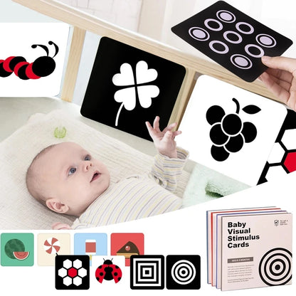 Black and White Cards High Contrast Baby Toys 0-36 Months Newborns Visual Stimulation Brain Development Learning Flash Cards
