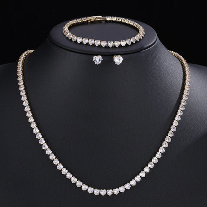 ZAKOL Gorgeous Buling AAA Clear Round Cubic Zirconia Wedding Bridal Necklace Earrings Party Jewelry Set for Women