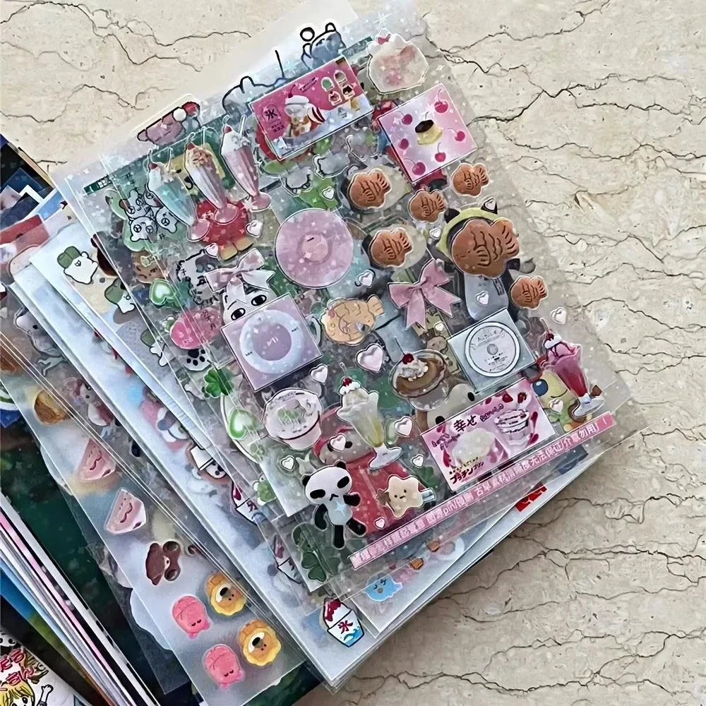 20 Sheets Vintage Glitter Stickers Transparent PET Cut Film Toploader Scrapbooking Deco Stickers Kawaii Journal Stickers - ra