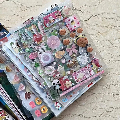 20 Sheets Vintage Glitter Stickers Transparent PET Cut Film Toploader Scrapbooking Deco Stickers Kawaii Journal Stickers - ra